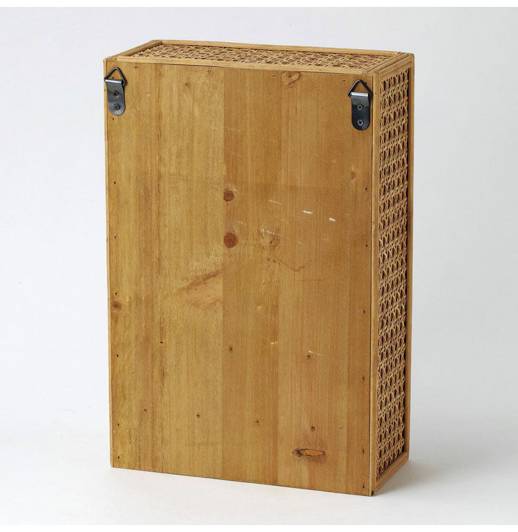 ラタン ガラス扉付き ミニキャビネット フック 引出し 両開き 扉収納 キーフック ボックス 箱 小物入れ 収納 籐 アジアン家具 韓国インテリア ナチュラル ラタンカントリー おしゃれ