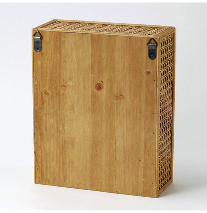 ラタン ガラス扉付き キーボックス フック 引出し 扉収納 キーフック ボックス 箱 小物入れ 収納 籐 アジアン家具 韓国インテリア ナチュラル ラタンカントリー おしゃれ