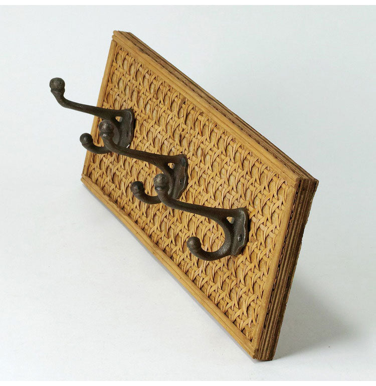 ラタン 3連壁掛けフック ウォールハンガー 壁掛け収納 吊り下げ収納 3連ハンガー 壁掛けハンガー 壁掛けフック 壁面収納 籐 アジアン家具 韓国インテリア ナチュラル ラタンカントリー おしゃれ