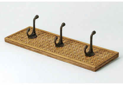 ラタン 3連壁掛けフック ウォールハンガー 壁掛け収納 吊り下げ収納 3連ハンガー 壁掛けハンガー 壁掛けフック 壁面収納 籐 アジアン家具 韓国インテリア ナチュラル ラタンカントリー おしゃれ