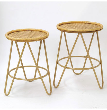 ラタン ラウンドテーブル Sサイズ 天板36cm 高さ51cm サイドテーブル プランター台 ディスプレイテーブル ラック 棚 籐 アジアン家具 韓国インテリア ナチュラル ラタンカントリー おしゃれ