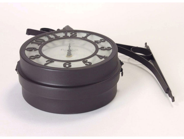 アイアン 壁掛け両面時計 直径30cm 壁掛け時計 両面時計 360度回転 アンティーク調 おしゃれ ブラウン ホワイト 白 オールドストリート クロック ショップ 美容院 サロン インテリア