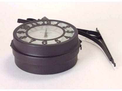 アイアン 壁掛け両面時計 直径30cm 壁掛け時計 両面時計 360度回転 アンティーク調 おしゃれ ブラウン ホワイト 白 オールドストリート クロック ショップ 美容院 サロン インテリア