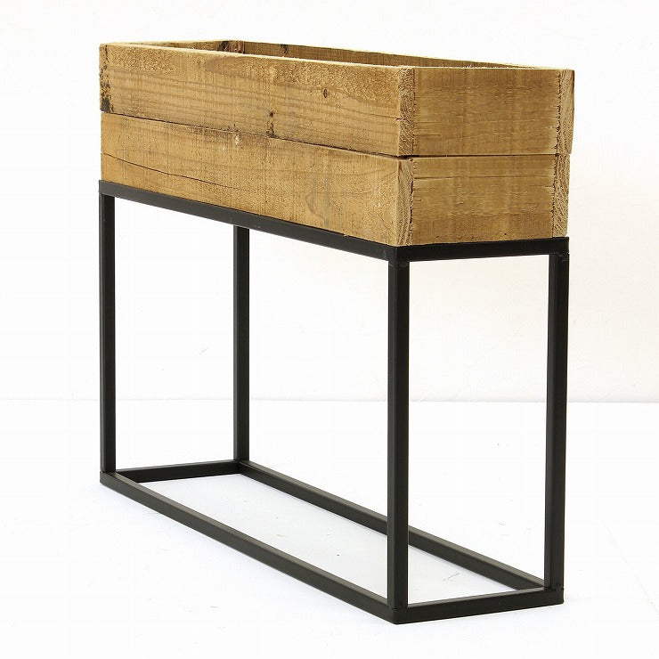 プランター台 おしゃれ インダストリアル Sサイズ レクトプランターボックススタンド 幅60 奥行16 高さ44 木×アイアン プランタースタンド 園芸ラック 花台 収納 ラック 棚(代引不可)