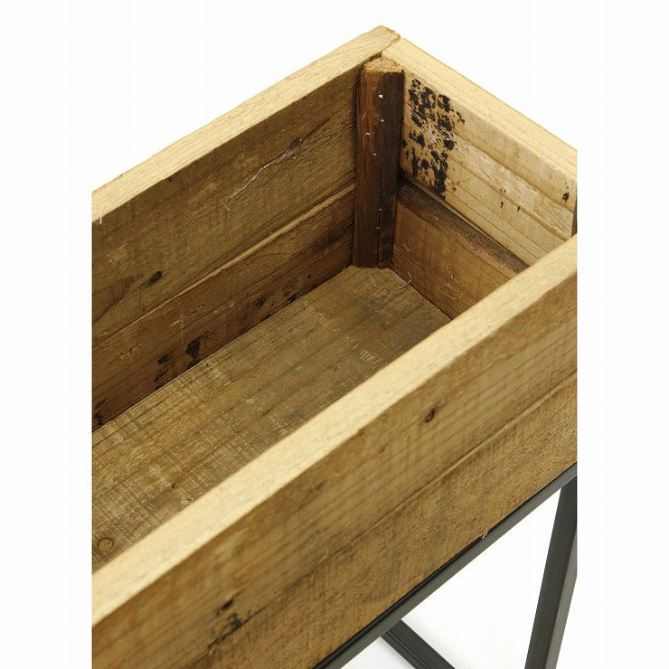 プランター台 おしゃれ インダストリアル Sサイズ レクトプランターボックススタンド 幅60 奥行16 高さ44 木×アイアン プランタースタンド 園芸ラック 花台 収納 ラック 棚(代引不可)