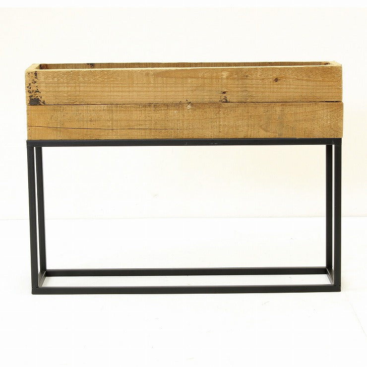 プランター台 おしゃれ インダストリアル Sサイズ レクトプランターボックススタンド 幅60 奥行16 高さ44 木×アイアン プランタースタンド 園芸ラック 花台 収納 ラック 棚(代引不可)