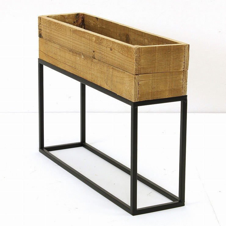 プランター台 おしゃれ インダストリアル Sサイズ レクトプランターボックススタンド 幅60 奥行16 高さ44 木×アイアン プランタースタンド 園芸ラック 花台 収納 ラック 棚(代引不可)