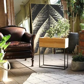 プランター台 おしゃれ インダストリアル Mサイズ レクトプランターボックススタンド 幅55 奥行21 高さ60 木×アイアン プランタースタンド 園芸ラック 花台 収納 ラック 棚(代引不可)