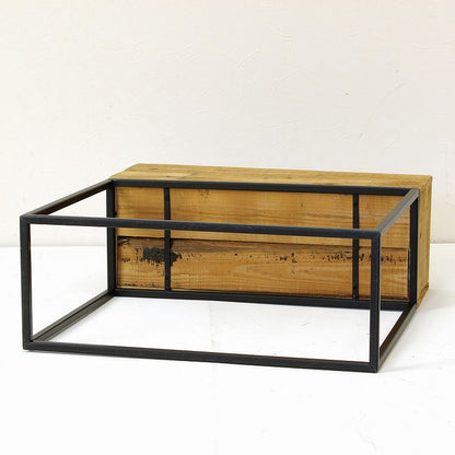 プランター台 おしゃれ インダストリアル Mサイズ レクトプランターボックススタンド 幅55 奥行21 高さ60 木×アイアン プランタースタンド 園芸ラック 花台 収納 ラック 棚(代引不可)