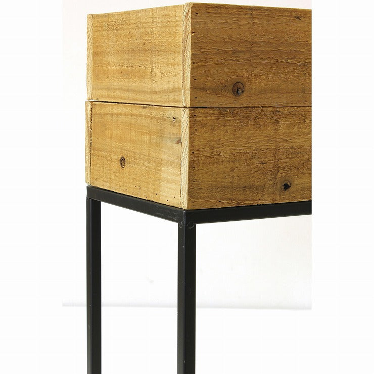 プランター台 おしゃれ インダストリアル Mサイズ レクトプランターボックススタンド 幅55 奥行21 高さ60 木×アイアン プランタースタンド 園芸ラック 花台 収納 ラック 棚(代引不可)