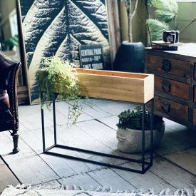 プランター台 おしゃれ インダストリアル Lサイズ レクトプランターボックススタンド 幅80 奥行16 高さ62 木×アイアン プランタースタンド 園芸ラック 花台 収納 ラック 棚(代引不可)