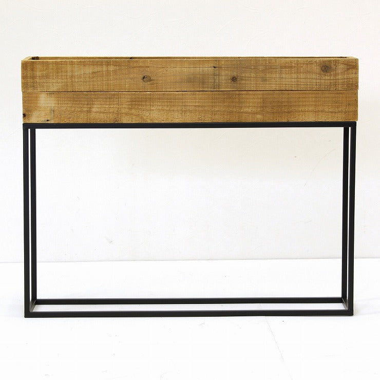 プランター台 おしゃれ インダストリアル Lサイズ レクトプランターボックススタンド 幅80 奥行16 高さ62 木×アイアン プランタースタンド 園芸ラック 花台 収納 ラック 棚(代引不可)