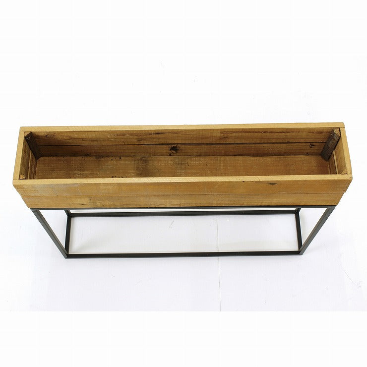 プランター台 おしゃれ インダストリアル Lサイズ レクトプランターボックススタンド 幅80 奥行16 高さ62 木×アイアン プランタースタンド 園芸ラック 花台 収納 ラック 棚(代引不可)