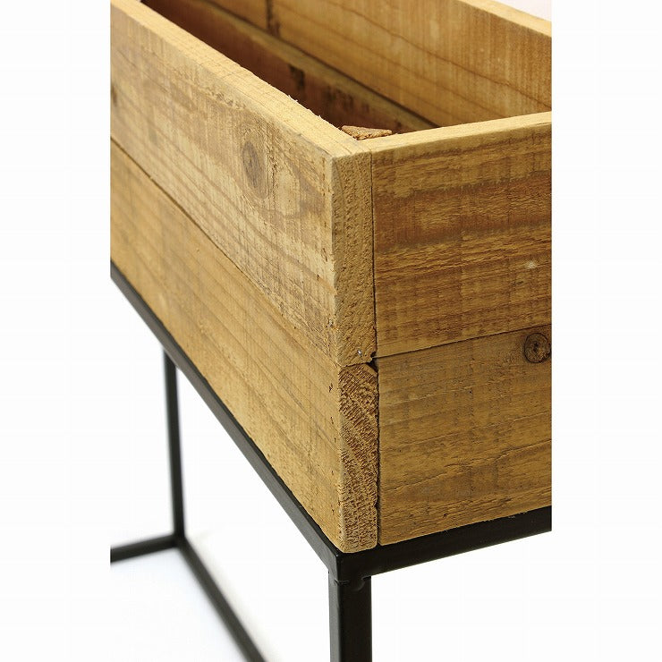 プランター台 おしゃれ インダストリアル Lサイズ レクトプランターボックススタンド 幅80 奥行16 高さ62 木×アイアン プランタースタンド 園芸ラック 花台 収納 ラック 棚(代引不可)