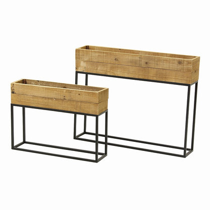 プランター台 おしゃれ インダストリアル Lサイズ レクトプランターボックススタンド 幅80 奥行16 高さ62 木×アイアン プランタースタンド 園芸ラック 花台 収納 ラック 棚(代引不可)