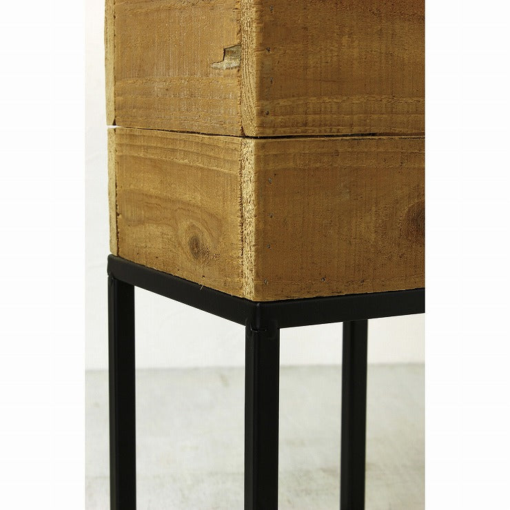 プランター台 おしゃれ インダストリアル スクエアSサイズ スクエアプランターボックススタンド 幅18 奥行18 高さ35 木×アイアン 園芸ラック 花台 収納 ラック 棚(代引不可)