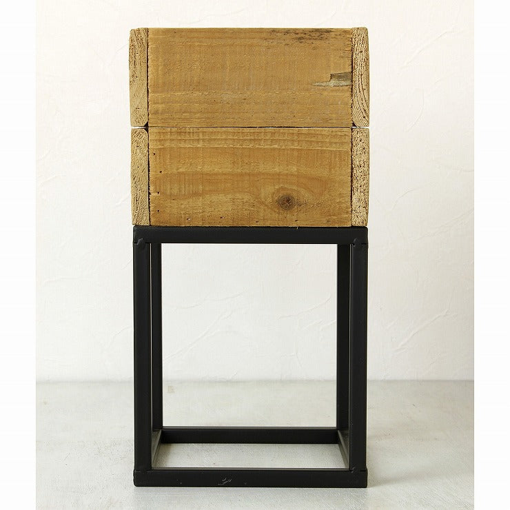 プランター台 おしゃれ インダストリアル スクエアSサイズ スクエアプランターボックススタンド 幅18 奥行18 高さ35 木×アイアン 園芸ラック 花台 収納 ラック 棚(代引不可)