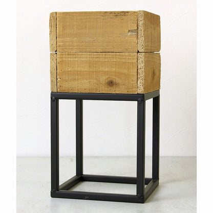 プランター台 おしゃれ インダストリアル スクエアSサイズ スクエアプランターボックススタンド 幅18 奥行18 高さ35 木×アイアン 園芸ラック 花台 収納 ラック 棚(代引不可)