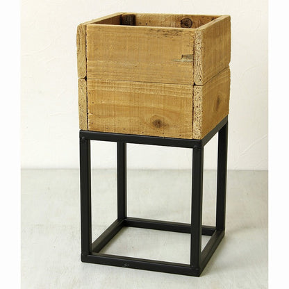 プランター台 おしゃれ インダストリアル スクエアSサイズ スクエアプランターボックススタンド 幅18 奥行18 高さ35 木×アイアン 園芸ラック 花台 収納 ラック 棚(代引不可)