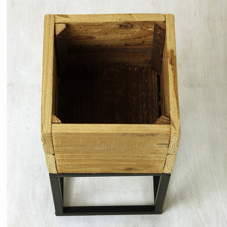 プランター台 おしゃれ インダストリアル スクエアSサイズ スクエアプランターボックススタンド 幅18 奥行18 高さ35 木×アイアン 園芸ラック 花台 収納 ラック 棚(代引不可)