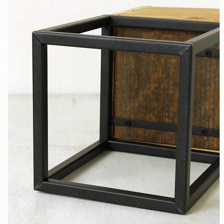 プランター台 おしゃれ インダストリアル スクエアSサイズ スクエアプランターボックススタンド 幅18 奥行18 高さ35 木×アイアン 園芸ラック 花台 収納 ラック 棚(代引不可)