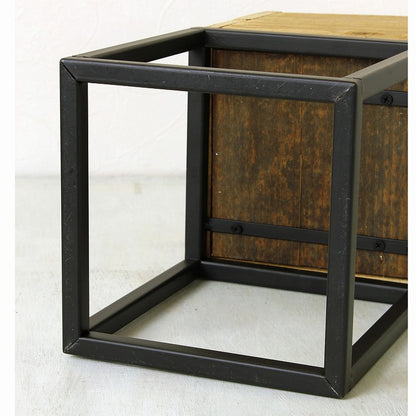 プランター台 おしゃれ インダストリアル スクエアSサイズ スクエアプランターボックススタンド 幅18 奥行18 高さ35 木×アイアン 園芸ラック 花台 収納 ラック 棚(代引不可)