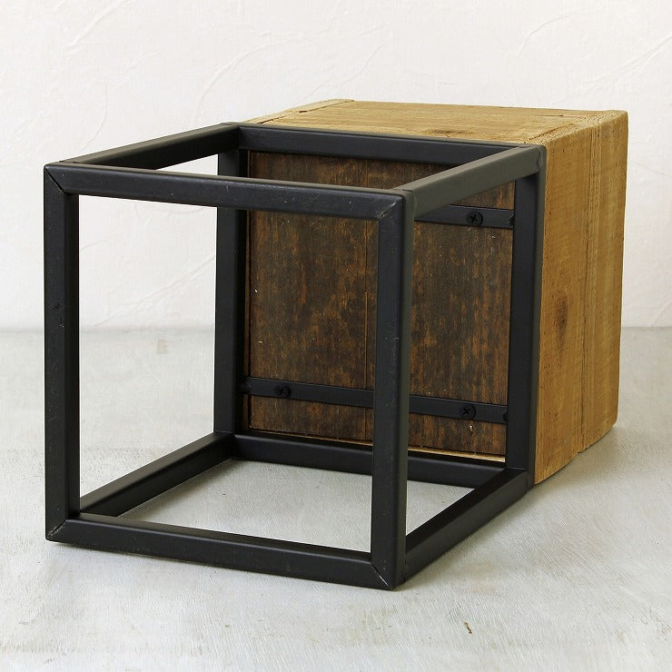 プランター台 おしゃれ インダストリアル スクエアSサイズ スクエアプランターボックススタンド 幅18 奥行18 高さ35 木×アイアン 園芸ラック 花台 収納 ラック 棚(代引不可)