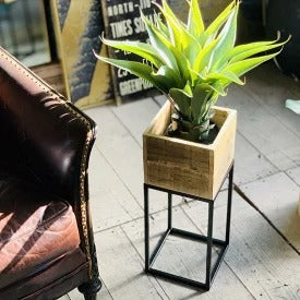 プランター台 おしゃれ インダストリアル スクエアMサイズ スクエアプランターボックススタンド 幅22 奥行22 高さ53.5 木×アイアン 園芸ラック 花台 収納 ラック 棚(代引不可)