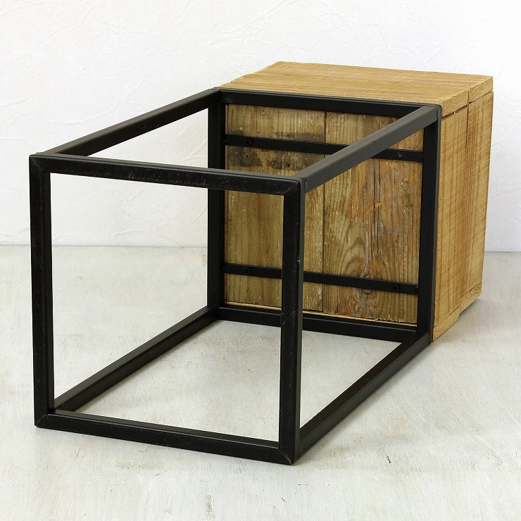 プランター台 おしゃれ インダストリアル スクエアMサイズ スクエアプランターボックススタンド 幅22 奥行22 高さ53.5 木×アイアン 園芸ラック 花台 収納 ラック 棚(代引不可)