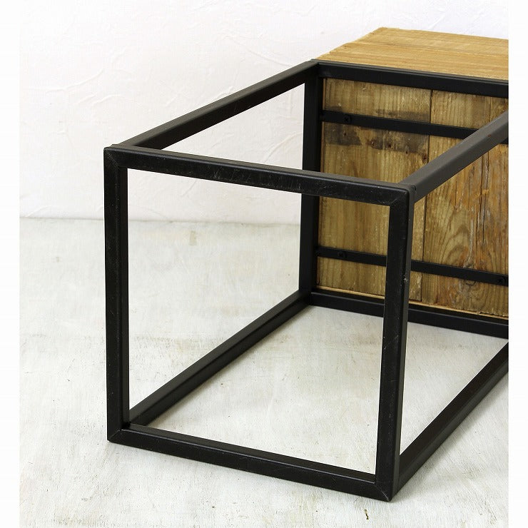 プランター台 おしゃれ インダストリアル スクエアMサイズ スクエアプランターボックススタンド 幅22 奥行22 高さ53.5 木×アイアン 園芸ラック 花台 収納 ラック 棚(代引不可)