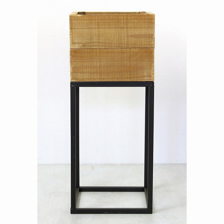 プランター台 おしゃれ インダストリアル スクエアMサイズ スクエアプランターボックススタンド 幅22 奥行22 高さ53.5 木×アイアン 園芸ラック 花台 収納 ラック 棚(代引不可)