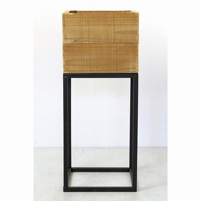 プランター台 おしゃれ インダストリアル スクエアMサイズ スクエアプランターボックススタンド 幅22 奥行22 高さ53.5 木×アイアン 園芸ラック 花台 収納 ラック 棚(代引不可)