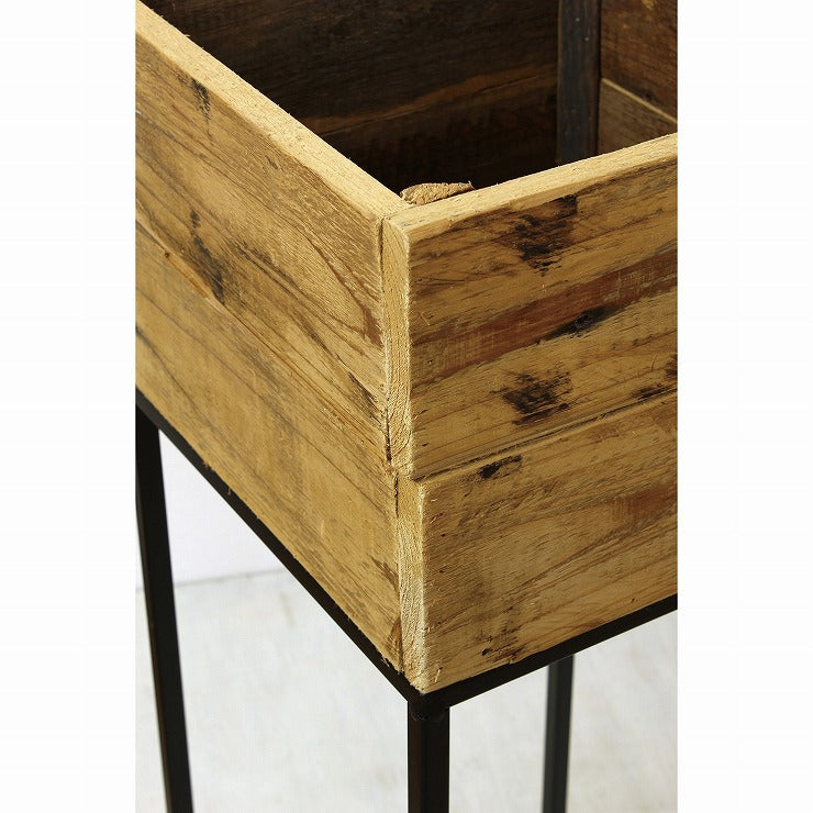 プランター台 おしゃれ インダストリアル スクエアLサイズ スクエアプランターボックススタンド 幅28.5 奥行28.5 高さ75 木×アイアン 園芸ラック 花台 収納 ラック 棚(代引不可)