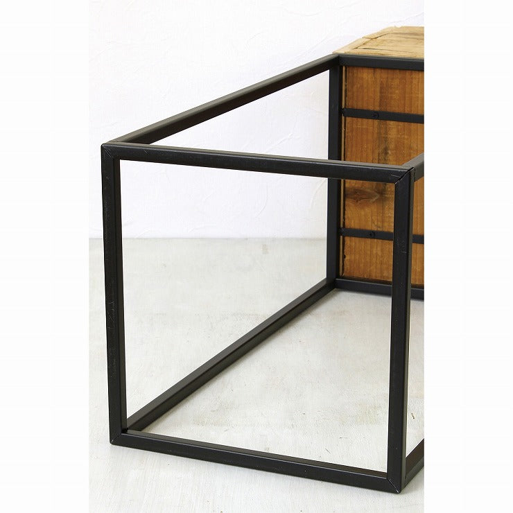 プランター台 おしゃれ インダストリアル スクエアLサイズ スクエアプランターボックススタンド 幅28.5 奥行28.5 高さ75 木×アイアン 園芸ラック 花台 収納 ラック 棚(代引不可)