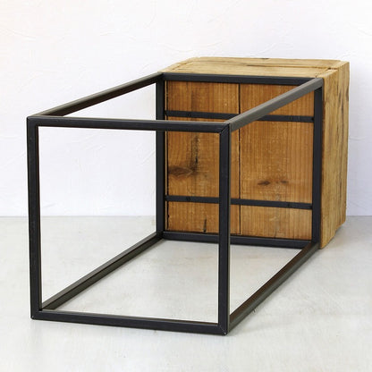 プランター台 おしゃれ インダストリアル スクエアLサイズ スクエアプランターボックススタンド 幅28.5 奥行28.5 高さ75 木×アイアン 園芸ラック 花台 収納 ラック 棚(代引不可)