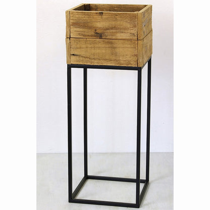 プランター台 おしゃれ インダストリアル スクエアLサイズ スクエアプランターボックススタンド 幅28.5 奥行28.5 高さ75 木×アイアン 園芸ラック 花台 収納 ラック 棚(代引不可)