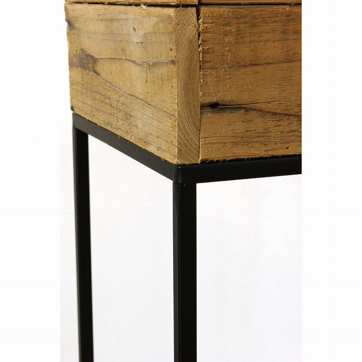 プランター台 おしゃれ インダストリアル スクエアLサイズ スクエアプランターボックススタンド 幅28.5 奥行28.5 高さ75 木×アイアン 園芸ラック 花台 収納 ラック 棚(代引不可)