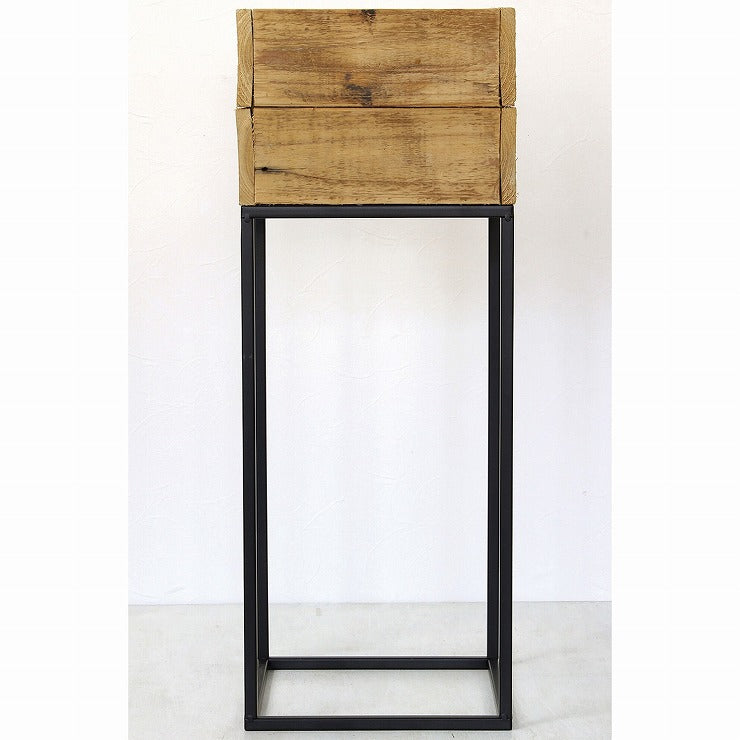 プランター台 おしゃれ インダストリアル スクエアLサイズ スクエアプランターボックススタンド 幅28.5 奥行28.5 高さ75 木×アイアン 園芸ラック 花台 収納 ラック 棚(代引不可)