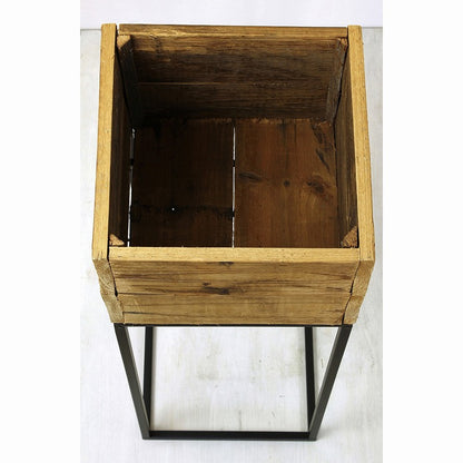 プランター台 おしゃれ インダストリアル スクエアLサイズ スクエアプランターボックススタンド 幅28.5 奥行28.5 高さ75 木×アイアン 園芸ラック 花台 収納 ラック 棚(代引不可)