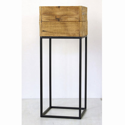 プランター台 おしゃれ インダストリアル スクエアLサイズ スクエアプランターボックススタンド 幅28.5 奥行28.5 高さ75 木×アイアン 園芸ラック 花台 収納 ラック 棚(代引不可)