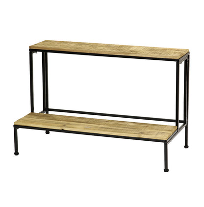 天然木 プランター台 2段 おしゃれ インダストリアル パイン材×アイアン ディスプレイスタンド ディスプレイラック 棚 プランタースタンド フラワースタンド 園芸ラック 室内 屋内