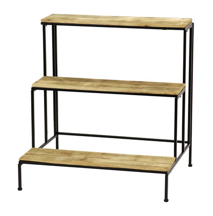 天然木 プランター台 3段 おしゃれ インダストリアル パイン材×アイアン ディスプレイスタンド ディスプレイラック 棚 プランタースタンド フラワースタンド 園芸ラック 室内 屋内