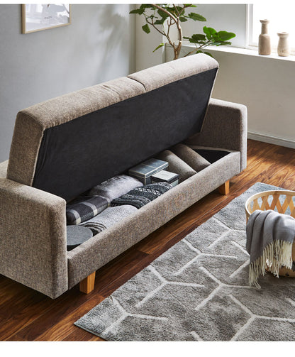 ソファベッド 2人掛け 2.5人掛け クッション 2個付き 収納 ソファ ファブリック 収納付き シンプル 北欧 おしゃれ シンプル 一人暮らし 脚付き 肘掛け 肘付き ロータイプ(代引不可)