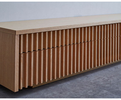 テレビ台 国産 幅200cm 壁掛け ローボード 縦格子 和風 日本 テレビ台 TVボード 引き出し 格子 オーク 節あり フラップ扉 収納 新生活 模様替え(代引不可)