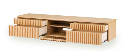 テレビ台 国産 幅200cm 壁掛け ローボード 縦格子 和風 日本 テレビ台 TVボード 引き出し 格子 オーク 節あり フラップ扉 収納 新生活 模様替え(代引不可)