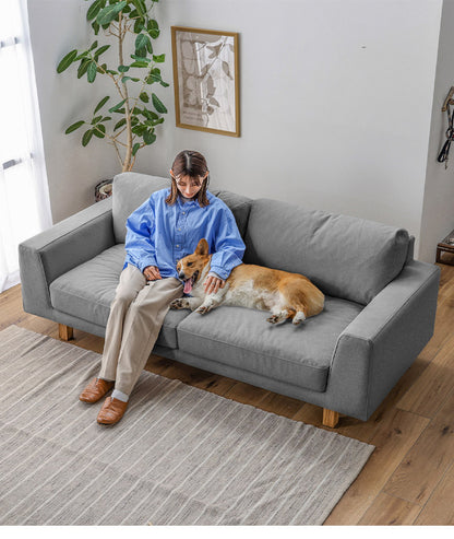 ソファ 3人掛け 幅194cm ペット対応 ソファ カバーリング ホワイト グレー おしゃれ 木 小型犬 中型犬 シート低め ファブリック 犬 猫 毛が取れやすい(代引不可)