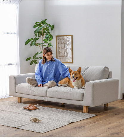 ソファ 3人掛け 幅194cm ペット対応 ソファ カバーリング ホワイト グレー おしゃれ 木 小型犬 中型犬 シート低め ファブリック 犬 猫 毛が取れやすい(代引不可)