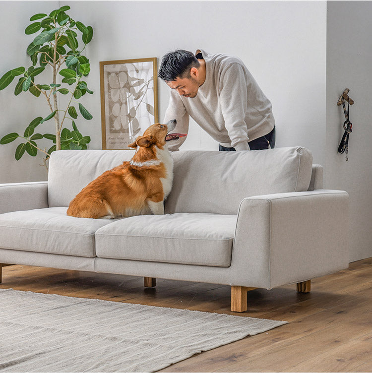 ソファ 3人掛け 幅194cm ペット対応 ソファ カバーリング ホワイト グレー おしゃれ 木 小型犬 中型犬 シート低め ファブリック 犬 猫 毛が取れやすい(代引不可)