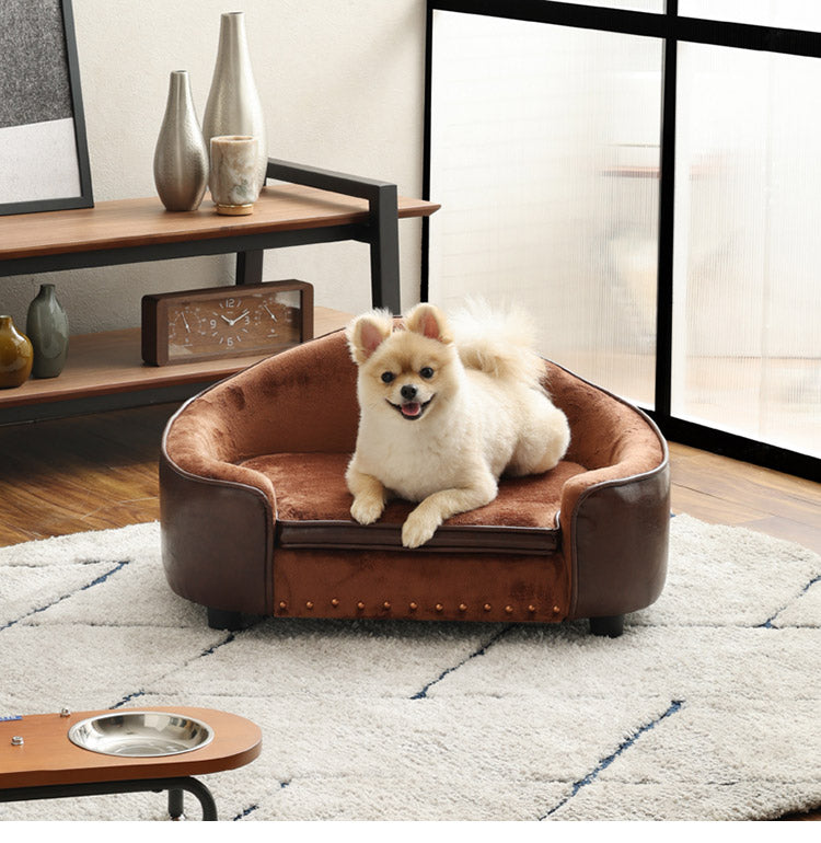 ペットソファ 幅65cm 座面取り外し可能 収納スペース PVC生地 シックなデザイン 防汚 傷に強い ペット用品収納 チャック付き クッション付き 犬猫兼用 犬 猫 小型犬 ペット ペット用品(代引不可)
