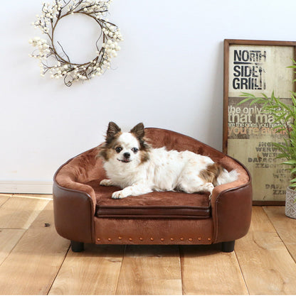 ペットソファ 幅65cm 座面取り外し可能 収納スペース PVC生地 シックなデザイン 防汚 傷に強い ペット用品収納 チャック付き クッション付き 犬猫兼用 犬 猫 小型犬 ペット ペット用品(代引不可)